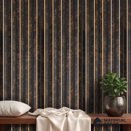 Brown Patterned Louver PN 05102 9 ft x 6.6 inch Charcoal Panel - 12 mm | Suitable for Feature Wall, TV Unit & Living Room | Width is Subjected to 5% Variation