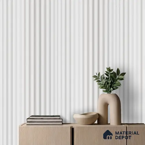 White Plain Colour Louver PN 05761 9.5 ft x 7.8 inch Charcoal Panel - 12 mm | Suitable for Feature Wall, TV Unit & Living Room | Width is Subjected to 5% Variation