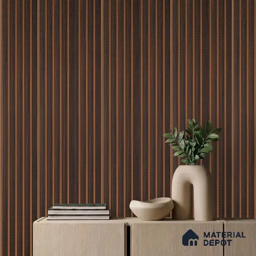 Brown Patterned Louver PN 05771 9.5 ft x 7.8 inch Charcoal Panel - 12 mm | Suitable for Feature Wall, TV Unit & Living Room | Width is Subjected to 5% Variation