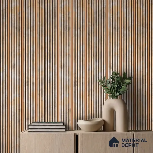 Brown Stone Louver PN 05781 9.5 ft x 7.8 inch Charcoal Panel - 12 mm | Suitable for Feature Wall, TV Unit & Living Room | Width is Subjected to 5% Variation