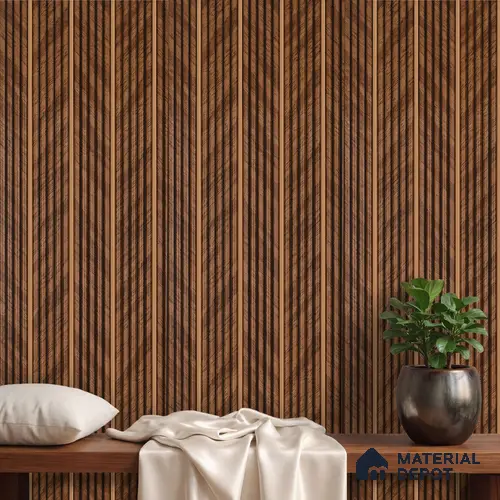 Brown Wooden Louver PN 05782 9.5 ft x 7.8 inch Charcoal Panel - 12 mm | Suitable for Feature Wall, TV Unit & Living Room | Width is Subjected to 5% Variation
