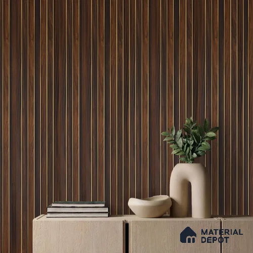 Brown Wooden Louver PN 05790 9.5 ft x 7.8 inch Charcoal Panel - 12 mm | Suitable for Feature Wall, TV Unit & Living Room | Width is Subjected to 5% Variation