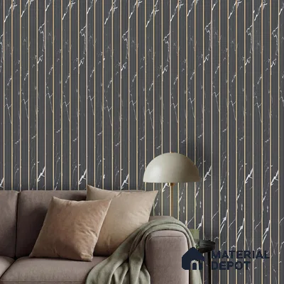 Black Marble Look PN 05903 8 ft x 6 inch Charcoal Panel - 10 mm | Suitable for Feature Wall, TV Unit & Living Room | Width is Subjected to 5% Variation