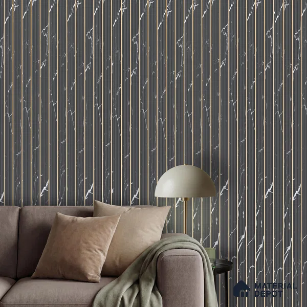 Black Marble Look PN 05903 8 ft x 6 inch Charcoal Panel - 10 mm | Suitable for Feature Wall, TV Unit & Living Room | Width is Subjected to 5% Variation