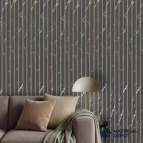 Grey Marble Louver PN 05903 8 ft x 6 inch Charcoal Panel - 10 mm | Suitable for Feature Wall, TV Unit & Living Room | Width is Subjected to 5% Variation
