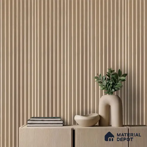 Gold Plain Colour Louver PN 05986 8 ft x 3.8 inch Charcoal Panel - 7 mm | Suitable for Feature Wall, TV Unit & Living Room | Width is Subjected to 5% Variation
