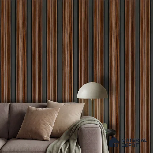 Brown Wooden Louver PN 06069 8 ft x 4.9 inch Charcoal Panel - 12 mm | Suitable for Feature Wall, TV Unit & Living Room | Width is Subjected to 5% Variation