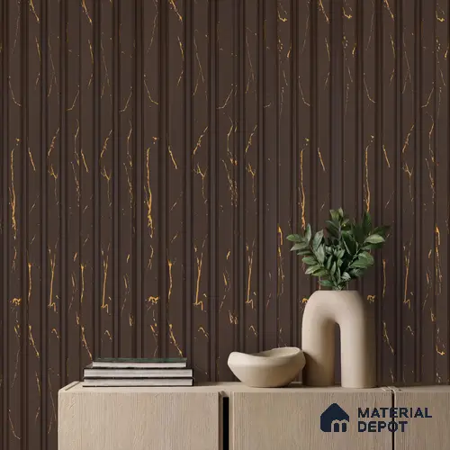 Brown Marble Louver PN 06156 9.5 ft x 7.8 inch Charcoal Panel - 12 mm | Suitable for Feature Wall, TV Unit & Living Room | Width is Subjected to 5% Variation