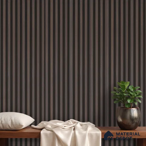 Brown Wooden Louver PN 06164 9.5 ft x 7.8 inch Charcoal Panel - 12 mm | Suitable for Feature Wall, TV Unit & Living Room | Width is Subjected to 5% Variation