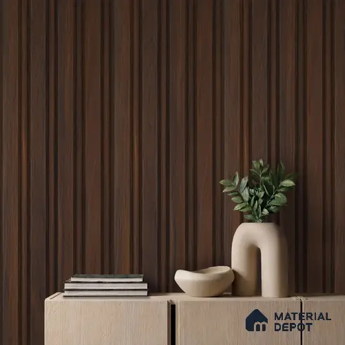 Brown Wooden Louver PN 06167 9.5 ft x 7.8 inch Charcoal Panel - 12 mm | Suitable for Feature Wall, TV Unit & Living Room | Width is Subjected to 5% Variation