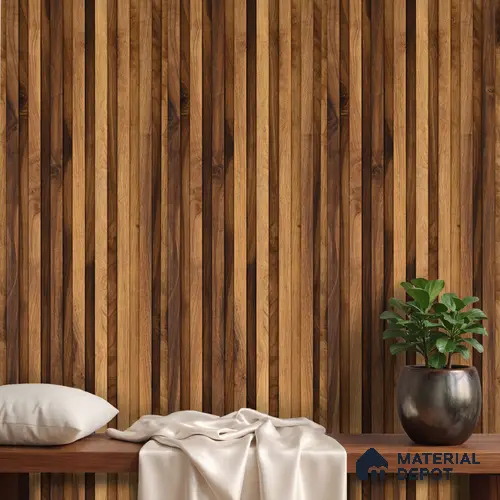Brown Wooden Louver PN 06170 9.5 ft x 7.8 inch Charcoal Panel - 12 mm | Suitable for Feature Wall, TV Unit & Living Room | Width is Subjected to 5% Variation