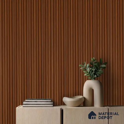 Brown Wooden Louver PN 06283 9.5 ft x 4.7 inch Charcoal Panel - 12 mm | Suitable for Feature Wall, TV Unit & Living Room | Width is Subjected to 5% Variation