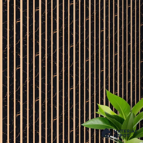Black Marble Louver PN 05539 9.5 ft x 6 inch Charcoal Panel - 7 mm | Suitable for Feature Wall, TV Unit & Living Room | Width is Subjected to 5% Variation