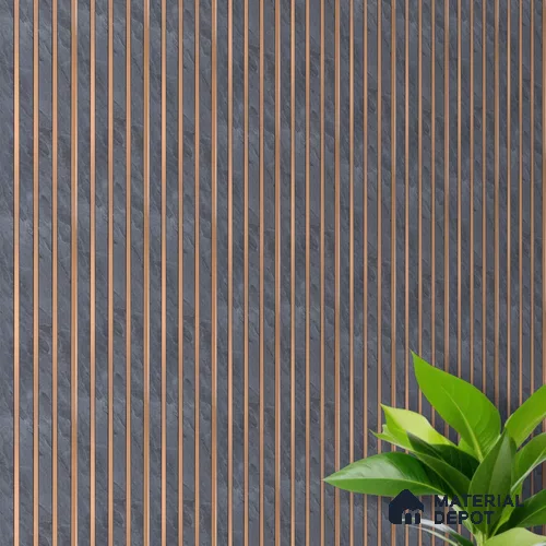 Black Stone Louver PN 05635 8 ft x 6 inch Charcoal Panel - 7 mm | Suitable for Feature Wall, TV Unit & Living Room | Width is Subjected to 5% Variation