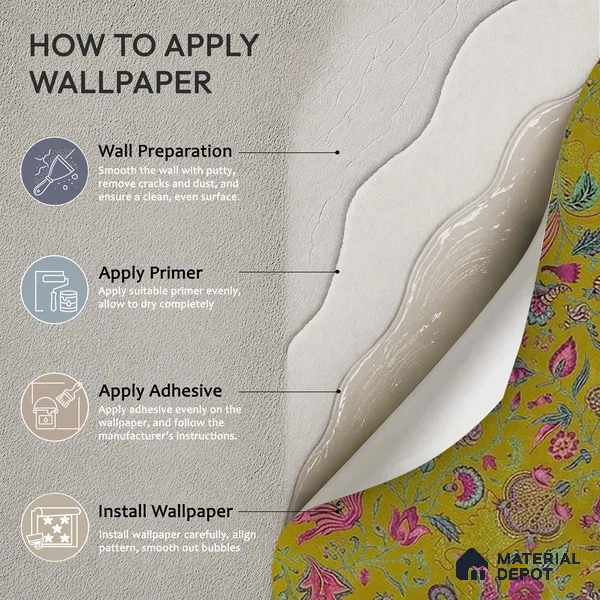 Bahaar A Symphony of Indian Flowers Greenish Yellow 10 Meter x 19.68 Inches Soft Feel Paper Type Wallpaper -54 Sq. Ft. | Minimum 15% wastage during installation