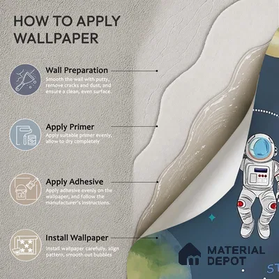 Customized Space Theme Wallpaper for Kids Room, Planets, rockets, Astronauts, Blue Sparkla N Shine Series Canvas Space Design (Customised Size Wallpaper)
