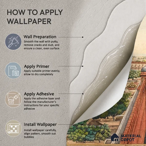 Imperial Delhi, Indian Scenic Wallpaper, Customised Sukoon Series Handmade Nature Design (Customised Size Wallpaper)