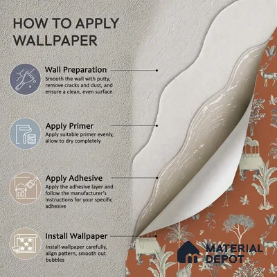H900512 Itihaas | Rust Orange Tree Deer Botanical Look Wallpaper Canvas (Customised Size)