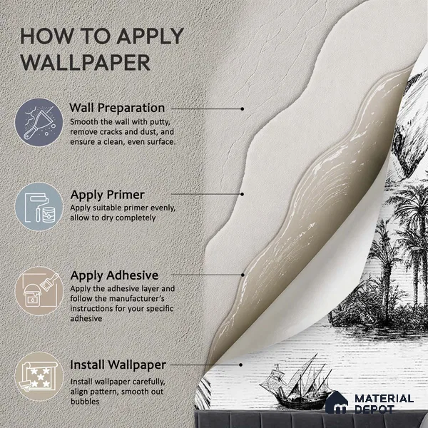 Khoob, Tropical Trees Black and White Wallpaper Sukoon Series Handmade Tropical Design (Customised Size Wallpaper)