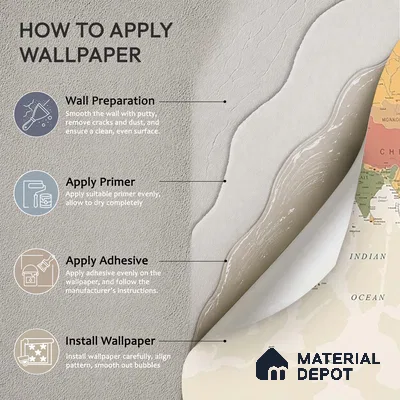 Large World Map Wallpaper, Pastel Shades, Customised Sparkla N Shine Series Handmade Map Design (Customised Size Wallpaper)