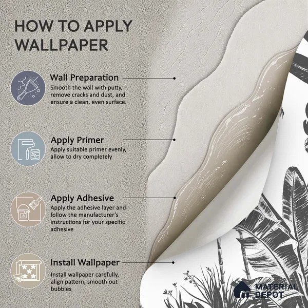 Tropical Monochrome, Room Wallpaper Sukoon Series Canvas Tropical Design (Customised Size Wallpaper)