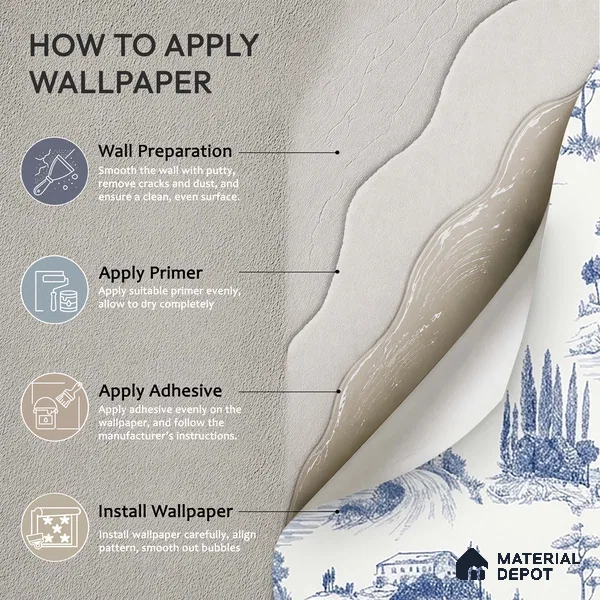 Chic Toile Design 10 Meter x 19.68 Inches Canvas Wallpaper - 54 Sq. Ft. | Minimum 15% wastage during installation