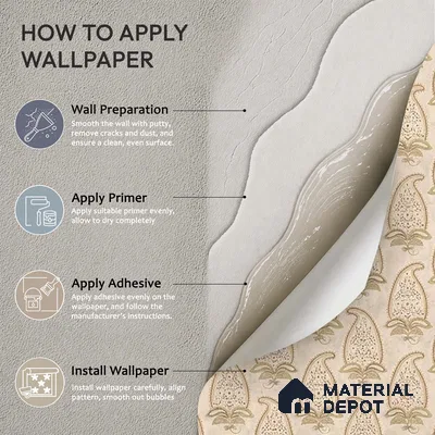 Indian Paisley Design , Cream 10 Meter x 19.68 inches Soft Feel Wallpaper - 54 Sq. Ft. | Minimum 15% wastage during installation