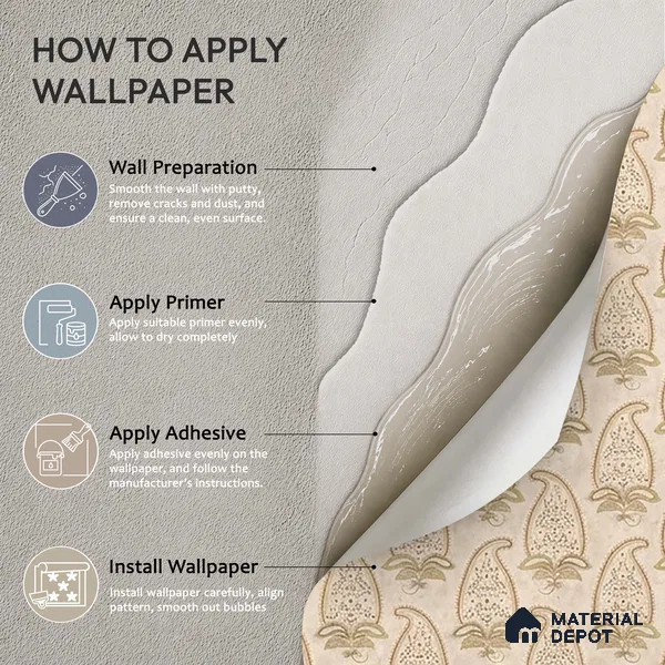 Indian Paisley Design , Cream 10 Meter x 19.68 inches Soft Feel Wallpaper - 54 Sq. Ft. | Minimum 15% wastage during installation