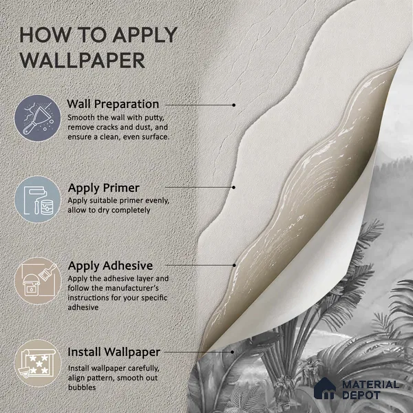 Vintage Theme Tropical Foliage, Black & White Canvas (Customised Wallpaper)