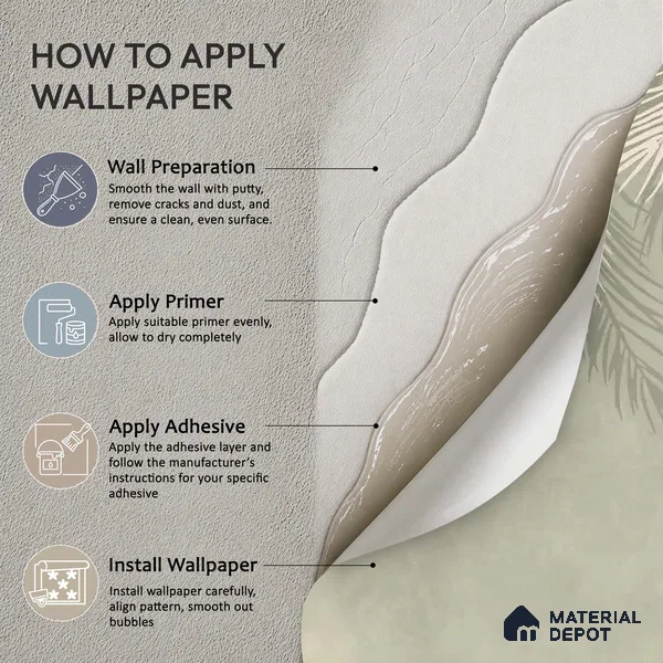 Hanging Tropical Leaves Design Pastel Green Soft Feel (Customised Wallpaper)