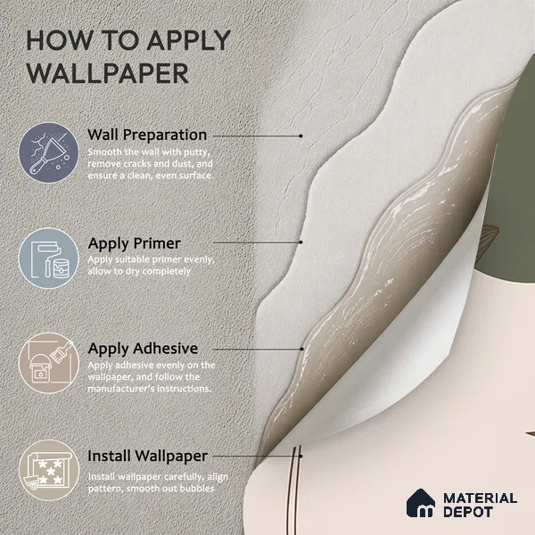 Beautiful Floral & Leaves Design, Customised Green & Beige Soft Feel (Customised Wallpaper)