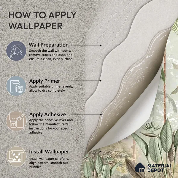 Kaira, Nature Theme Tropical Handmade Wallpaper for Rooms, Green (Customised Size)