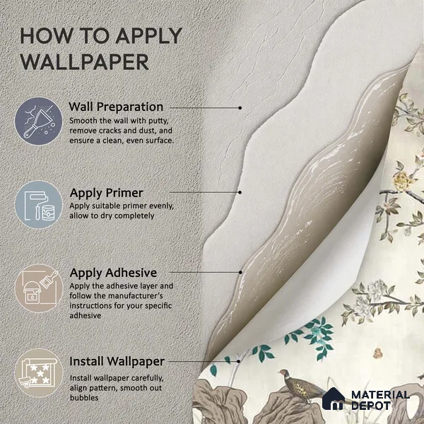 Grandeur in Silver Chinoiserie Canvas Wallpaper for Wall, Customised