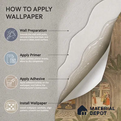 WP 03912 B | Ramayan- Luxury | Warm Beige Palace Arch Gallery Traditional Look Wallpaper Handmade (Customised Size)