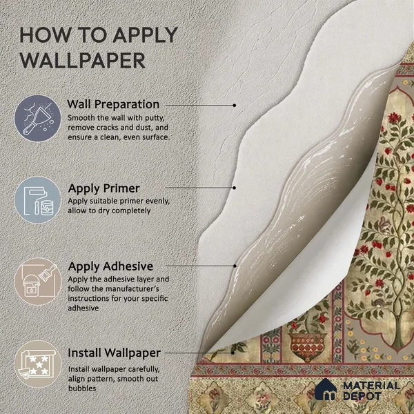 Madhuban Indian Floral Jharoka Canvas Wallpaper in Suneherii Collection Golden (Customized Size Wallpaper)