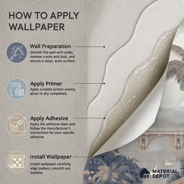 Majestic Foliage Epoch Customised Wallpaper Blue & Sepia