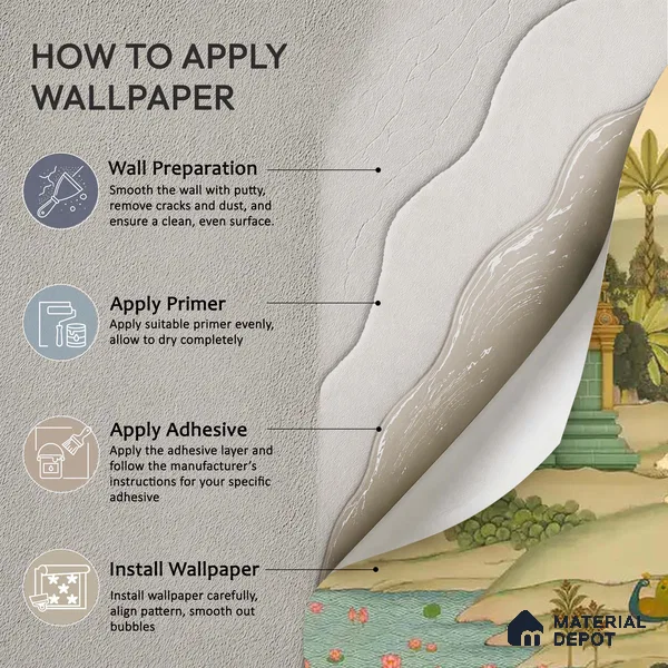 Gopuram Vatika Sandstone Wallpaper in South Indian Style, Customised
