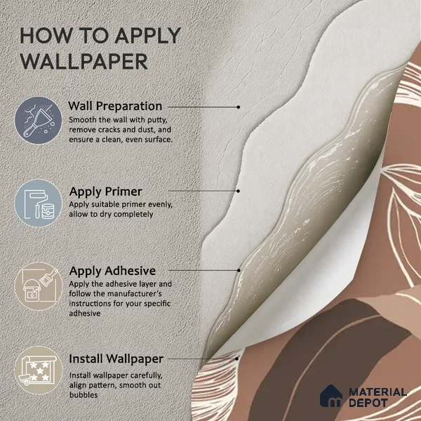 Botanical Muse Tropical Handmade Customized Wallpaper, Brown Background