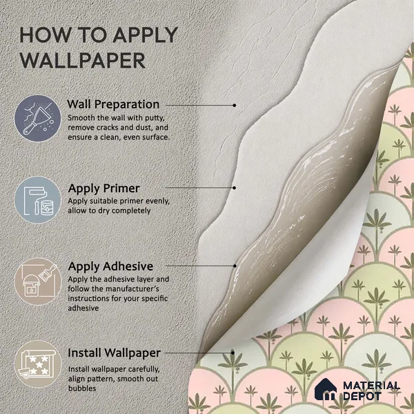 Kanan Roll 10 Meter x 19.68 Inches Canvas Wallpaper for Walls In Light Pink & Green - 54 Sq. Ft. | Minimum 15% wastage during installation