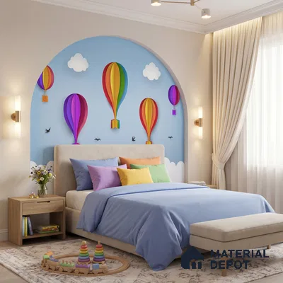 Balloons drifting upward in Sky Wallpaper | WP 05237 B Non Woven | 150 GSM WP01MTF Paper | (MOQ = 30 Sq. Ft.) | Design change not possible