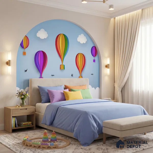 Balloons drifting upward in Sky Wallpaper | WP 05237 B Non Woven | 150 GSM WP01MTF Paper | (MOQ = 30 Sq. Ft.) | Design change not possible