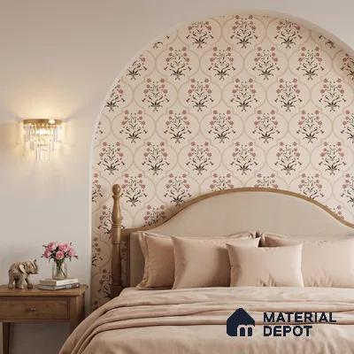 Petal Craft Geometry Wallpaper of Hand-Drawn Colorful Flowers for Fabric Art | WP 05273 B Non Woven | 150 GSM WP01MTF Paper | (MOQ = 30 Sq. Ft.)