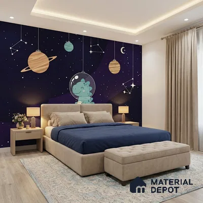 Exploring Outer Space and the Universe Wallpaper Among Twinkling Stars | WP 05247 B Non Woven | 150 GSM WP01MTF Paper | (MOQ = 30 Sq. Ft.)