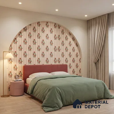 Japanese Orange Bouquet Motif Wallpaper Reflecting Traditional Art and Culture | WP 05265 B Non Woven | 150 GSM WP01MTF Paper | (MOQ = 30 Sq. Ft.)