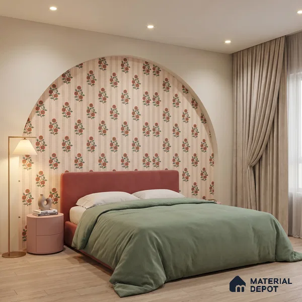 Japanese Orange Bouquet Motif Wallpaper Reflecting Traditional Art and Culture | WP 05265 B Non Woven | 150 GSM WP01MTF Paper | (MOQ = 30 Sq. Ft.)
