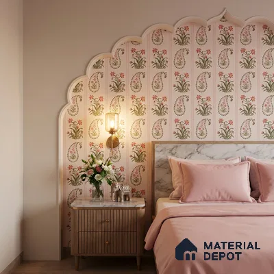 Vector Harmony of Hand-Drawn Geometric Flowers Wallpaper in Seamless Arrangement | WP 05271 Canvas | 250 GSM WP01CNF Paper | (MOQ = 30 Sq. Ft.)