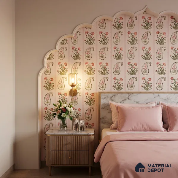 Vector Harmony of Hand-Drawn Geometric Flowers Wallpaper in Seamless Arrangement | WP 05271 Canvas | 250 GSM WP01CNF Paper | (MOQ = 30 Sq. Ft.)