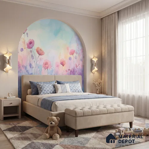 Pastel Bohemian Harmony Wallpaper of Watercolor Florals in a Gentle Vector Style | WP 05278 Canvas | 250 GSM WP01CNF Paper | (MOQ = 30 Sq. Ft.)