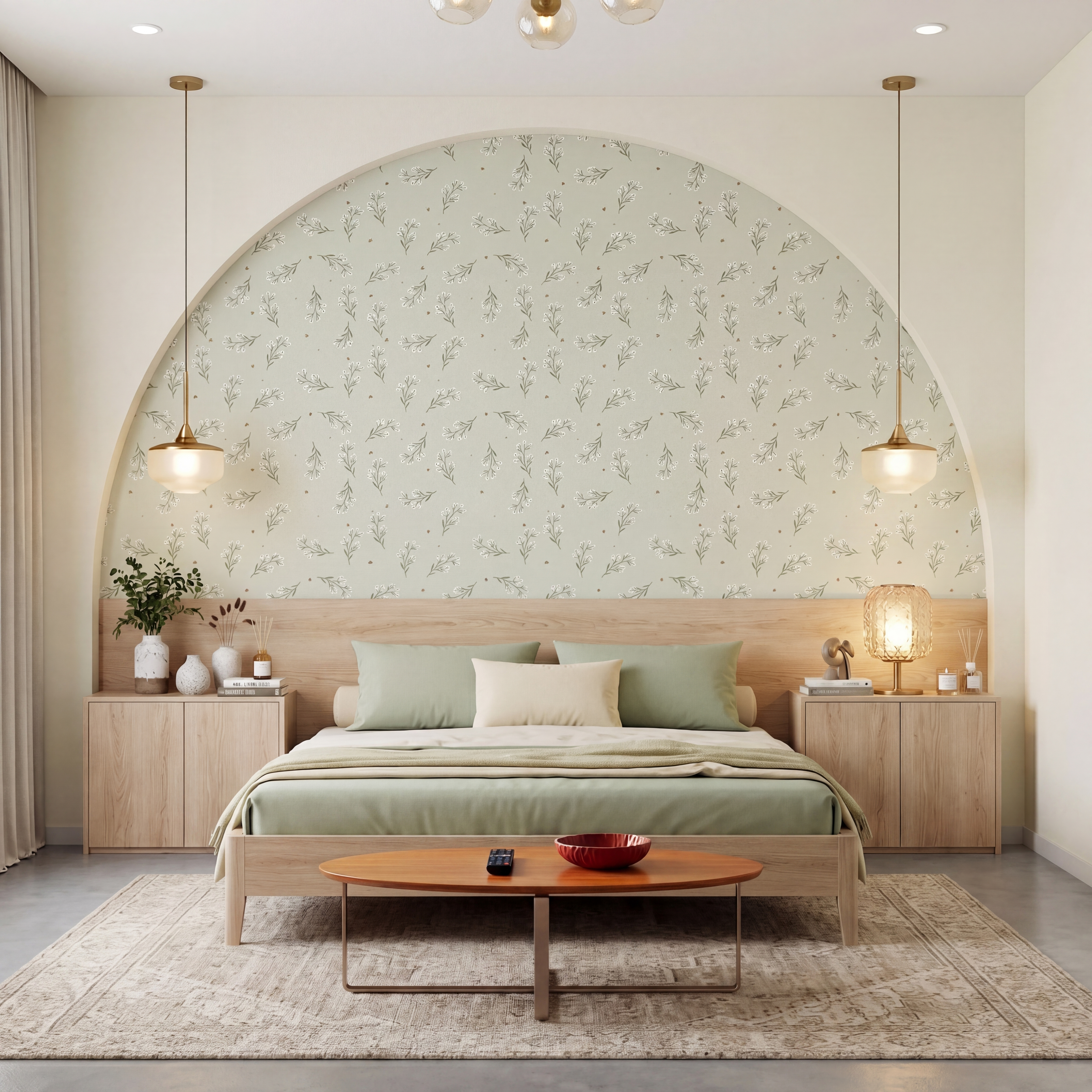 Mint Heart Whimsy Wallpaper with White Flowers Hearts and Dots on Soft Background | WP 05275 B Non Woven | 150 GSM WP01MTF Paper | (MOQ = 30 Sq. Ft.)