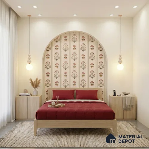 African Boho Paisley Motifs Wallpaper Blended with Hand-Drawn Floral Geometry | WP 05269 Canvas | 250 GSM WP01CNF Paper | (MOQ = 30 Sq. Ft.)